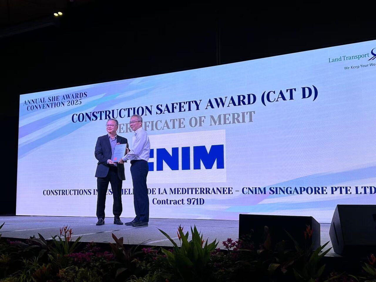 CNIM Singapore Recognised with Certificate of Merit at LTA’s Annual SHE Awards 2025